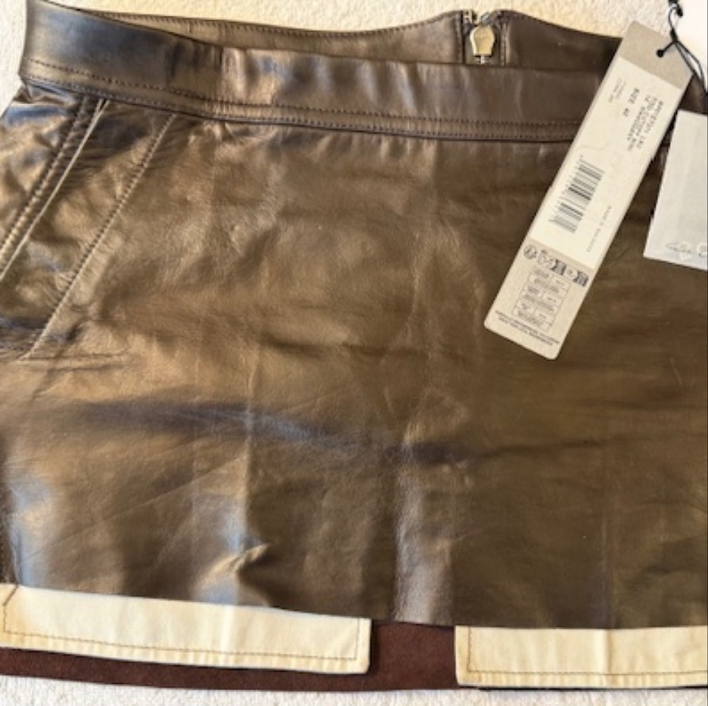 Metallic Bronze Leather Skirt